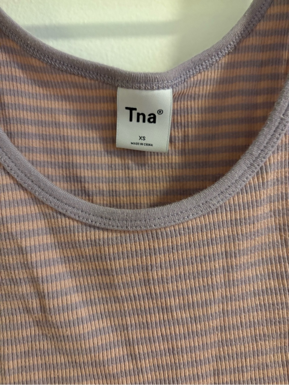 TNA Lavender and Light Pink Striped Ribbed Crop Tank - Picture 2 of 3